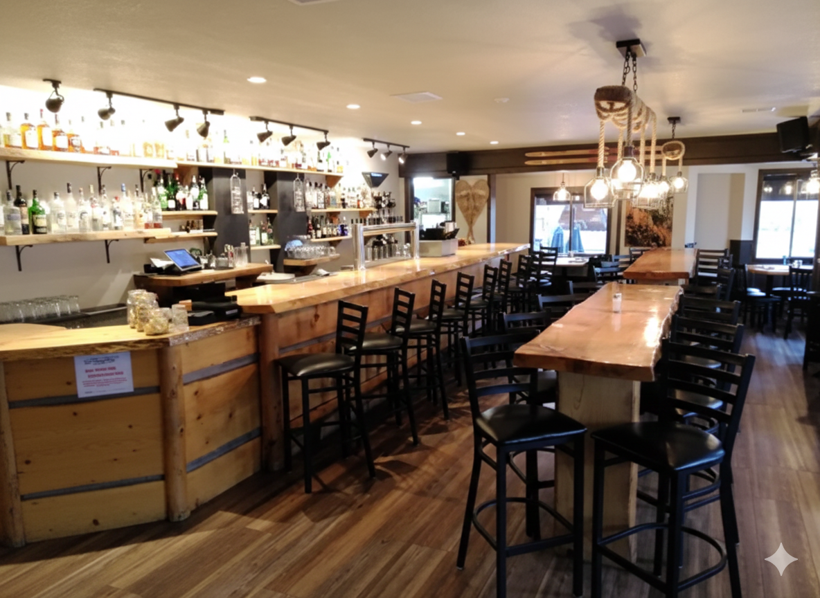 Bar and seating area
